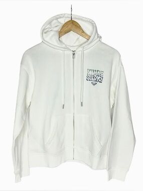 Roxy “Kinda Salty” Boxy Full Zip Hoodie Surf Graphic Fleece Jacket Medium